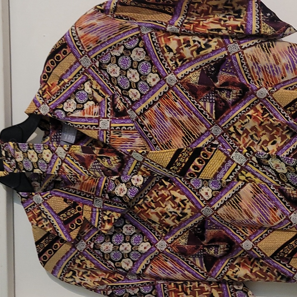 Vintage Maxi Dress — Purple, Gold, Black Graphic Print - Picture 4 of 5